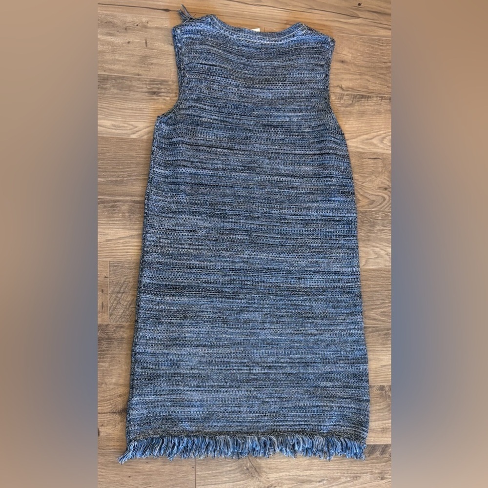 Holding Horses Anthropologie Blue Fringe Knit Sweater Dress Tweed NWT Size Small - Picture 3 of 6